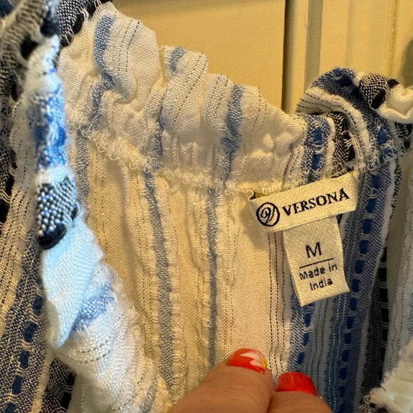 Versona Blue White Romper Sz M - Picture 6 of 13